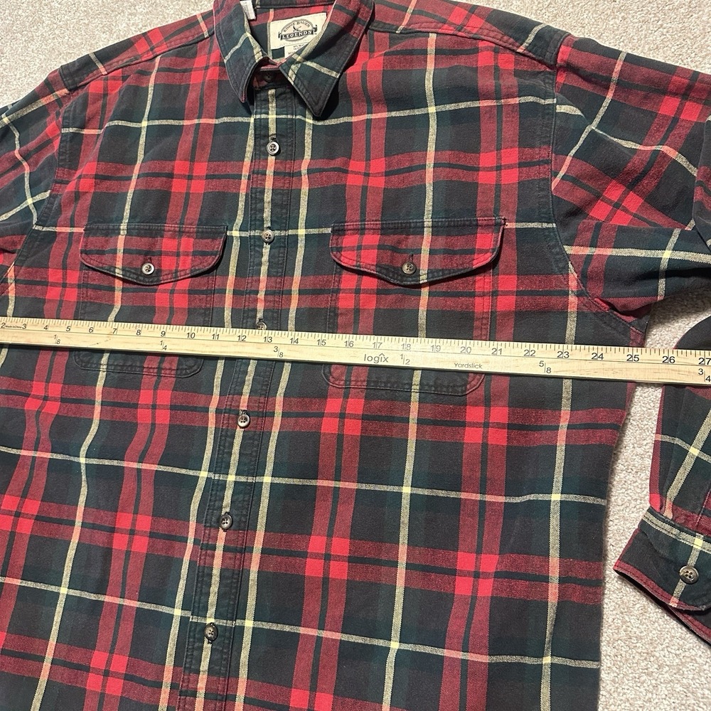 Eddie Bauer Legends Shirt Men's L  Plaid Flannel Button Up Red Heavy Pockets VTG - Picture 4 of 7